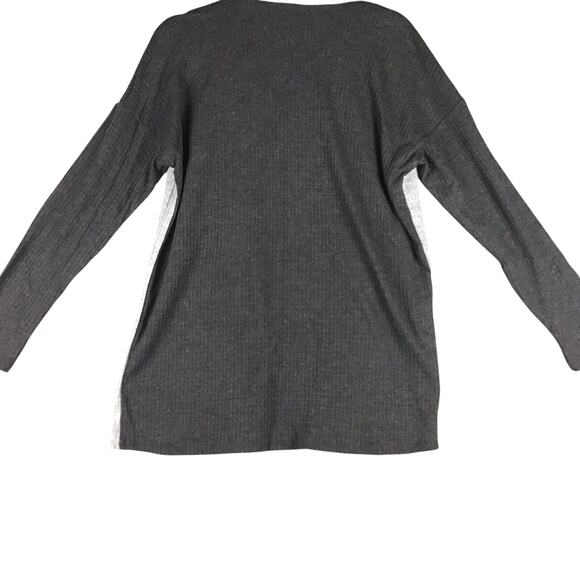 Bobeau Women’s M Gray Colorblock Waffle Knit Open Front Cardigan Sweater - Picture 13 of 13